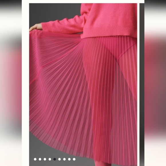 NWT Anthropologie Sunburst sheer Pink Pleated Midi Skirt Sz LP fits XL/1x - Picture 10 of 14